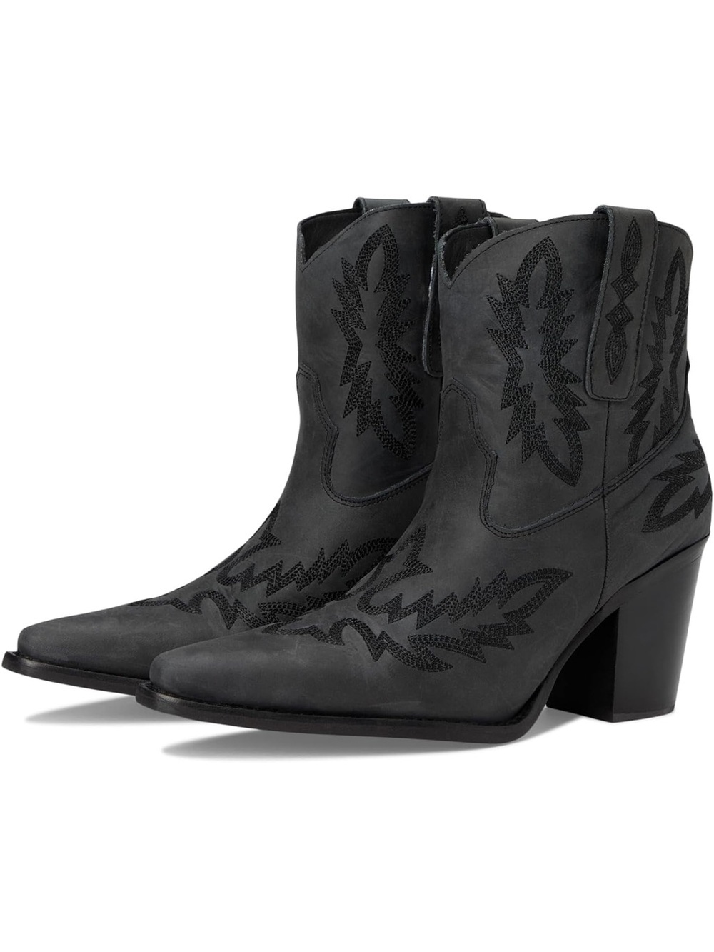 Dingo Black Western Embroidered snip toe Ankle Mid Boots